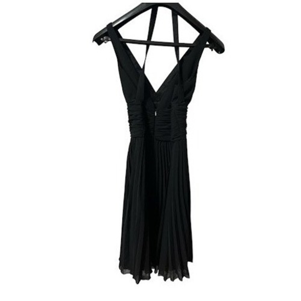 Vintage Laundry by Shelli Segal Black Pleated Chiffon Halter Dress Sz6 L3978 - Picture 3 of 5